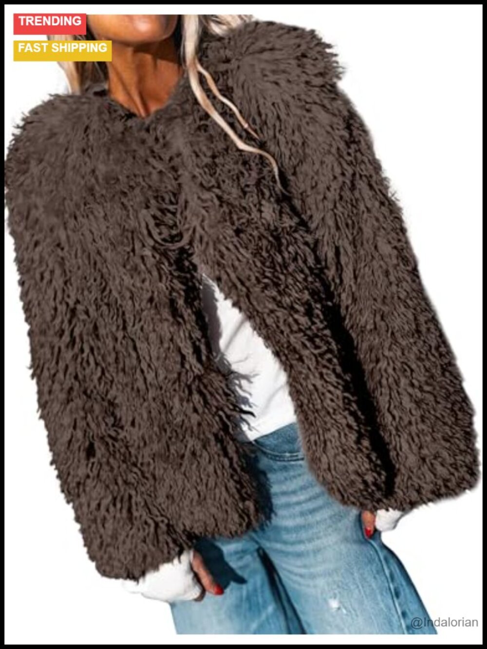 Faux Fur Cropped Jacket Fleece Warm Winter Coat
